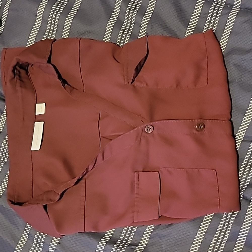 New york and Company Blouse long/short sleeve size XL Burgandy wine color.